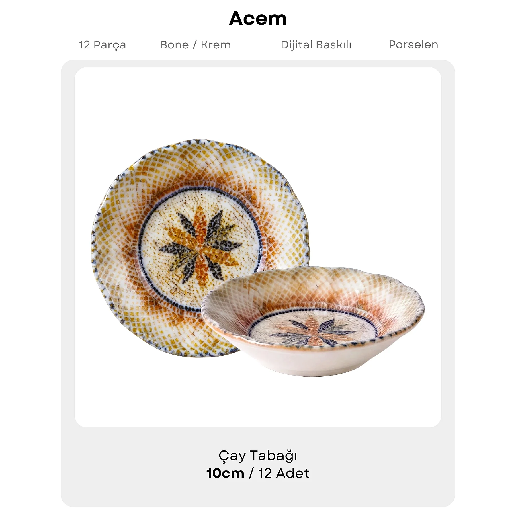 Acem 12 Parça 10 cm Çay Tabağı 3036 - 5