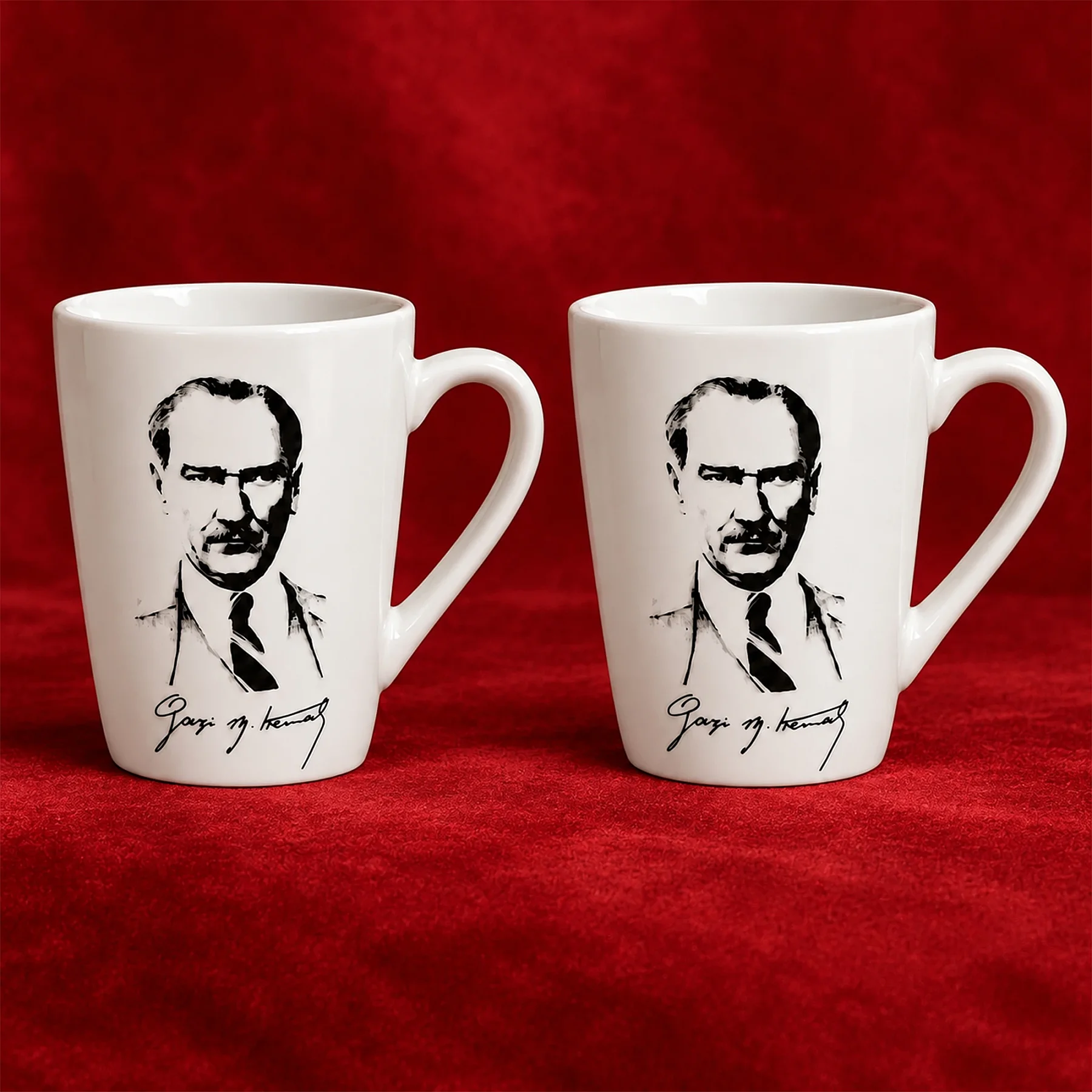 Atatürk Temalı 2'li Porselen Mug Bardak Seti - 1