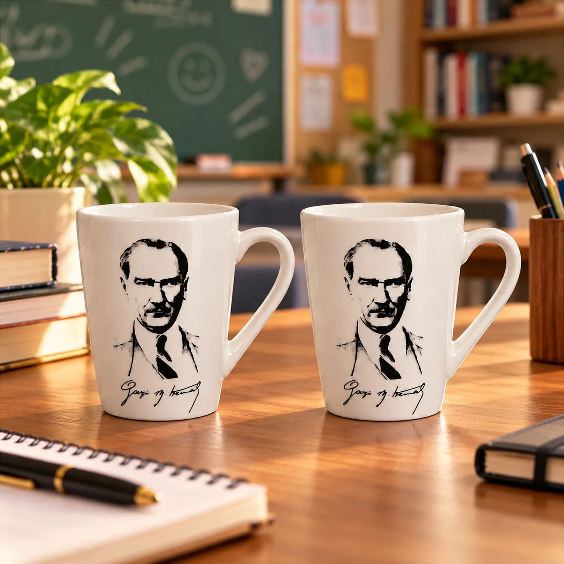 Atatürk Temalı 2'li Porselen Mug Bardak Seti - 4