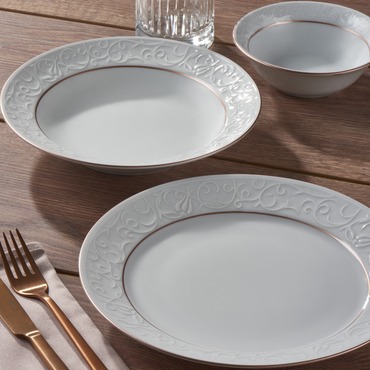 Bahar Dalı 16 Parça 4 Kişilik Yemek Takımı - Copper Bakır - GÜRAL PORSELEN