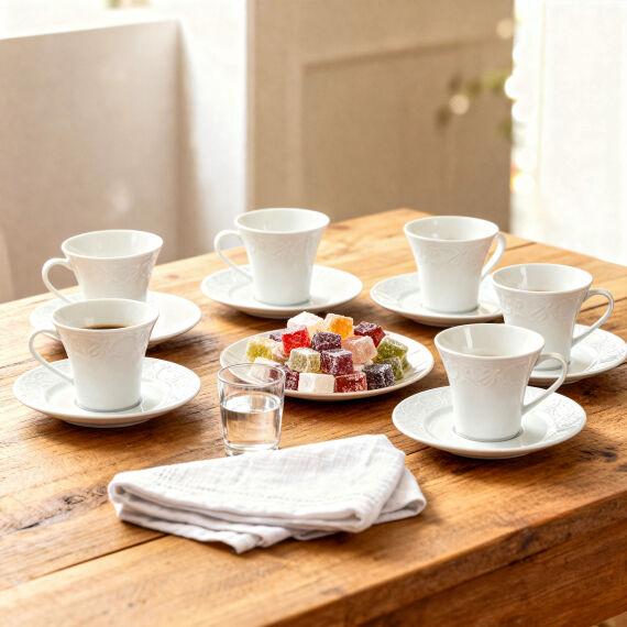 Bahar Dalı 6 Kişilik Kahve Fincan Takımı - 2