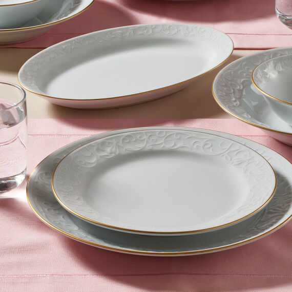 Bahar Dalı 6 Parça 20 cm Pasta Tabağı Mat Gold - 1