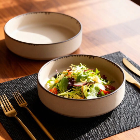 Ese Güral 2 Adet 18 cm Salata Kasesi Mat Bej 26B - 1