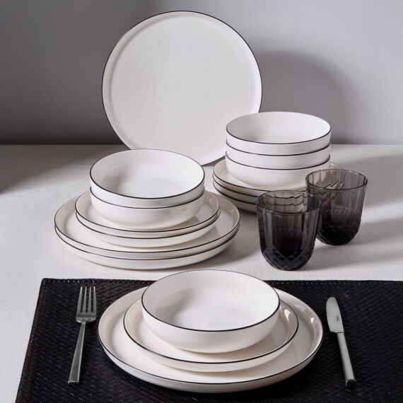 Bilbao 12 Parça 4 Kişilik Yemek Takımı Siyah File - 1