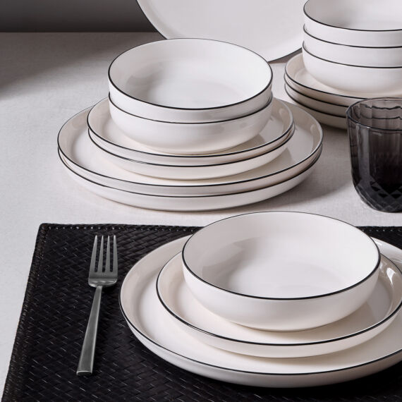 Bilbao 12 Parça 4 Kişilik Yemek Takımı Siyah File - 2