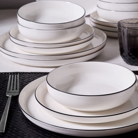 Bilbao 12 Parça 4 Kişilik Yemek Takımı Siyah File - 4