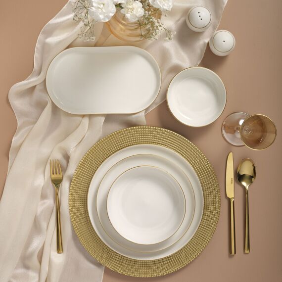 Bilbao 19 Parça 4 Kişilik Yemek Takımı Mat Altın File - 2