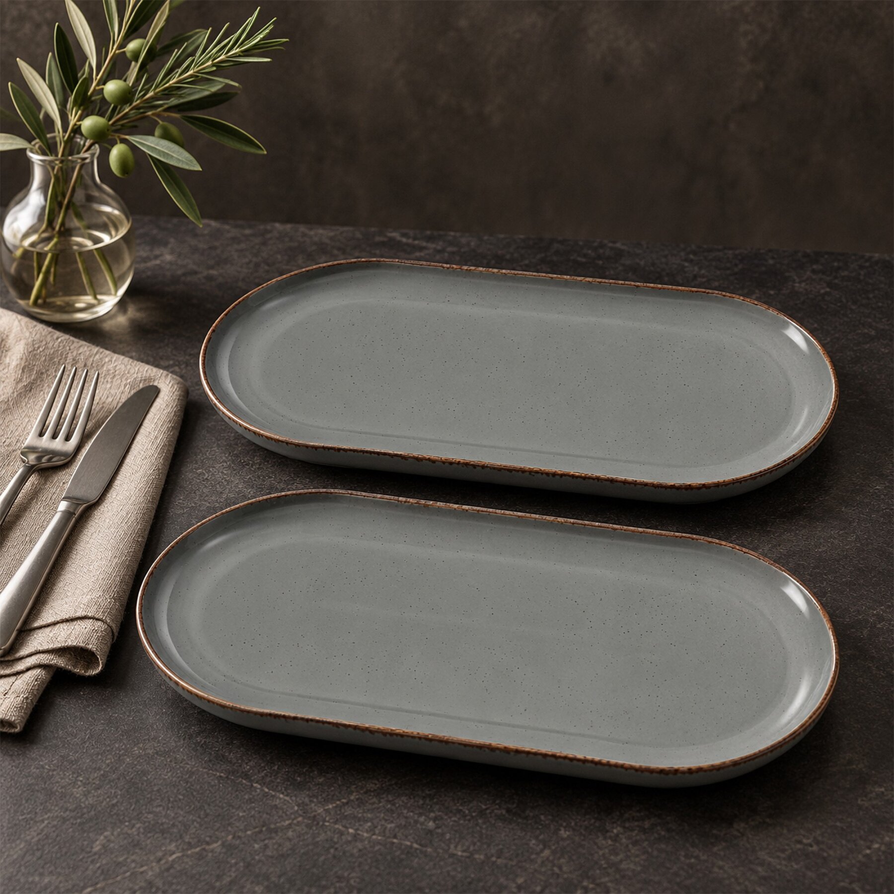 Bilbao 2 Adet 25x15 Cm Kayık Tabak Elemental 241 - 1