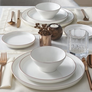 GÜRAL PORSELEN - BİLBAO 8 PARÇA 2 KİŞİLİK BONE YEMEK TAKIMI - COPPER BAKIR