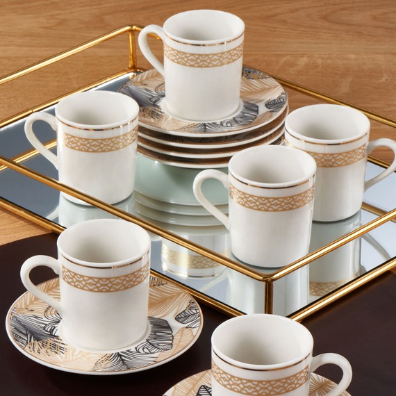 Camelia 12 Parça 6 Kişilik Bone Türk Kahvesi Fincan Takımı - 2531 - 1