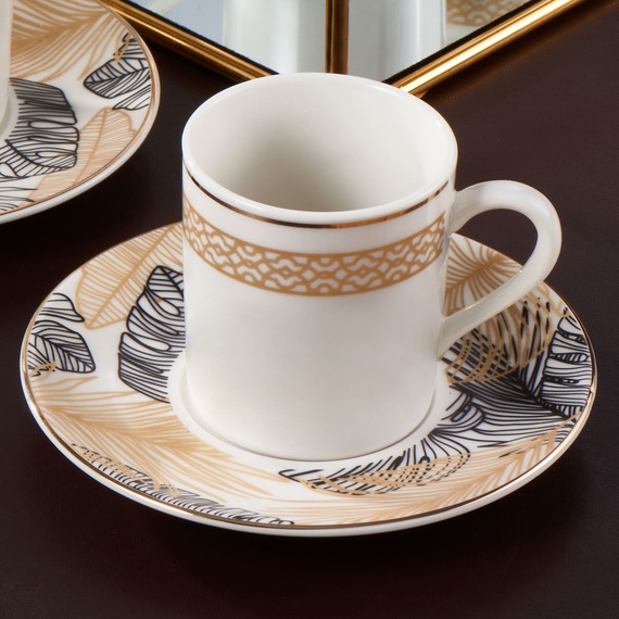 Camelia 12 Parça 6 Kişilik Bone Türk Kahvesi Fincan Takımı - 2531 - 5