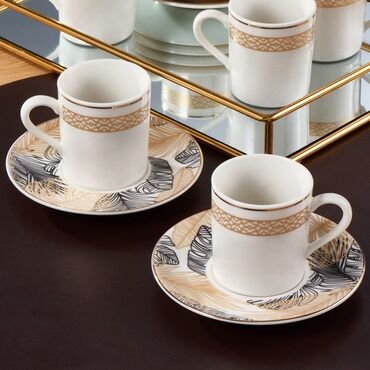 Camelia 12 Parça 6 Kişilik Bone Türk Kahvesi Fincan Takımı - 2531 - 2