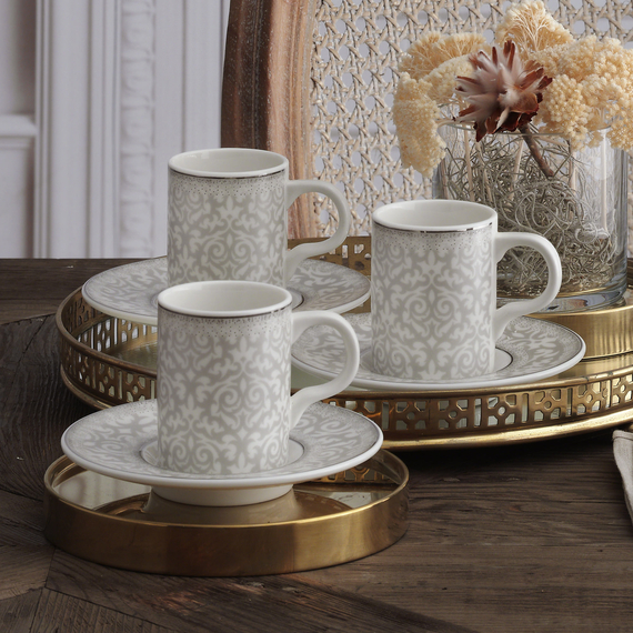 Camelia 12 Parça 6 Kişilik Bone Türk Kahvesi Fincan Takımı - 5595 - 2