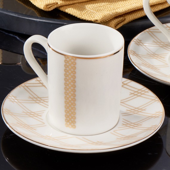 Camelia 12 Parça 6 Kişilik Bone Türk Kahvesi Fincan Takımı - 6252 - 4