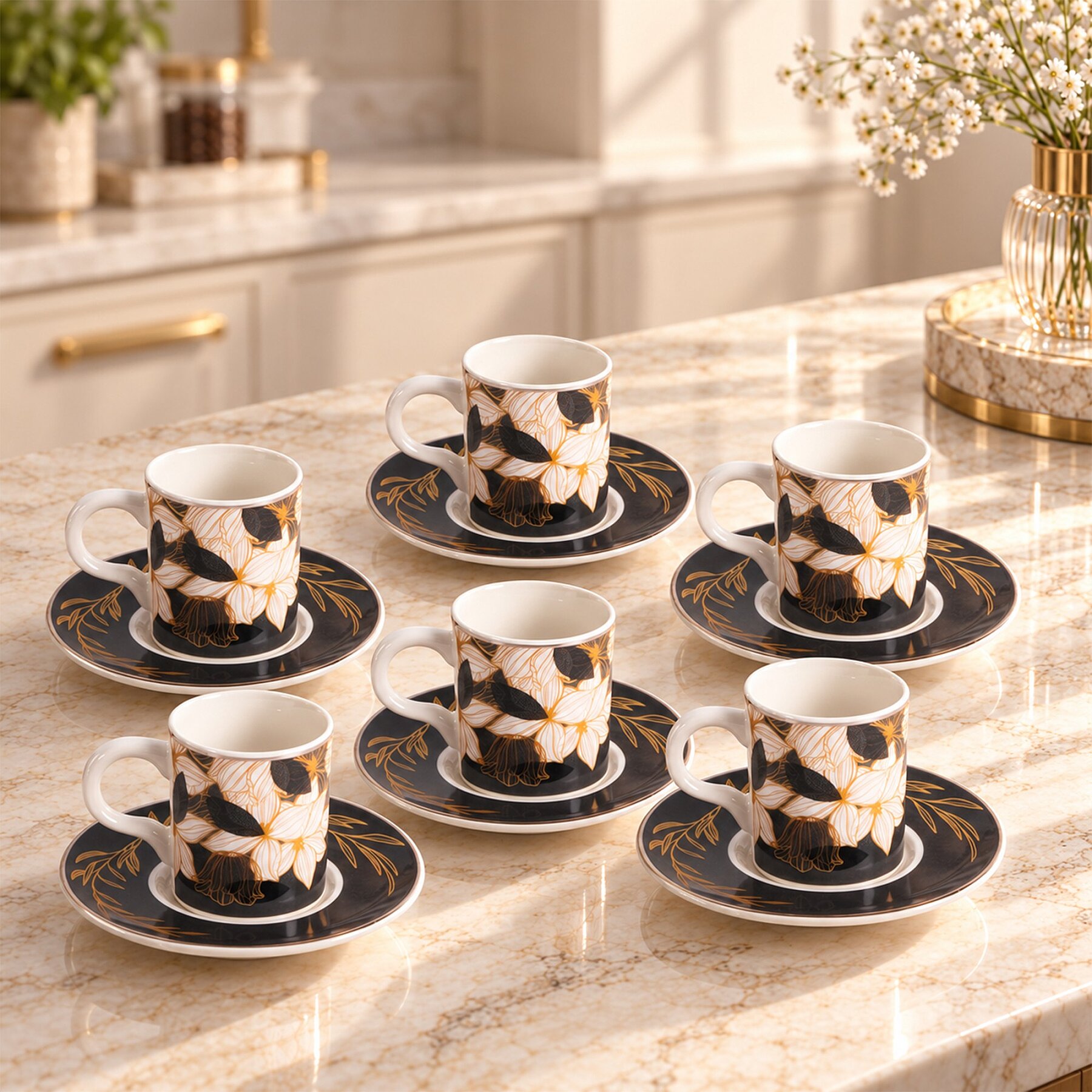 Camelia 12 Parça 6 Kişilik Kahve Takımı 6708 Gri - 2