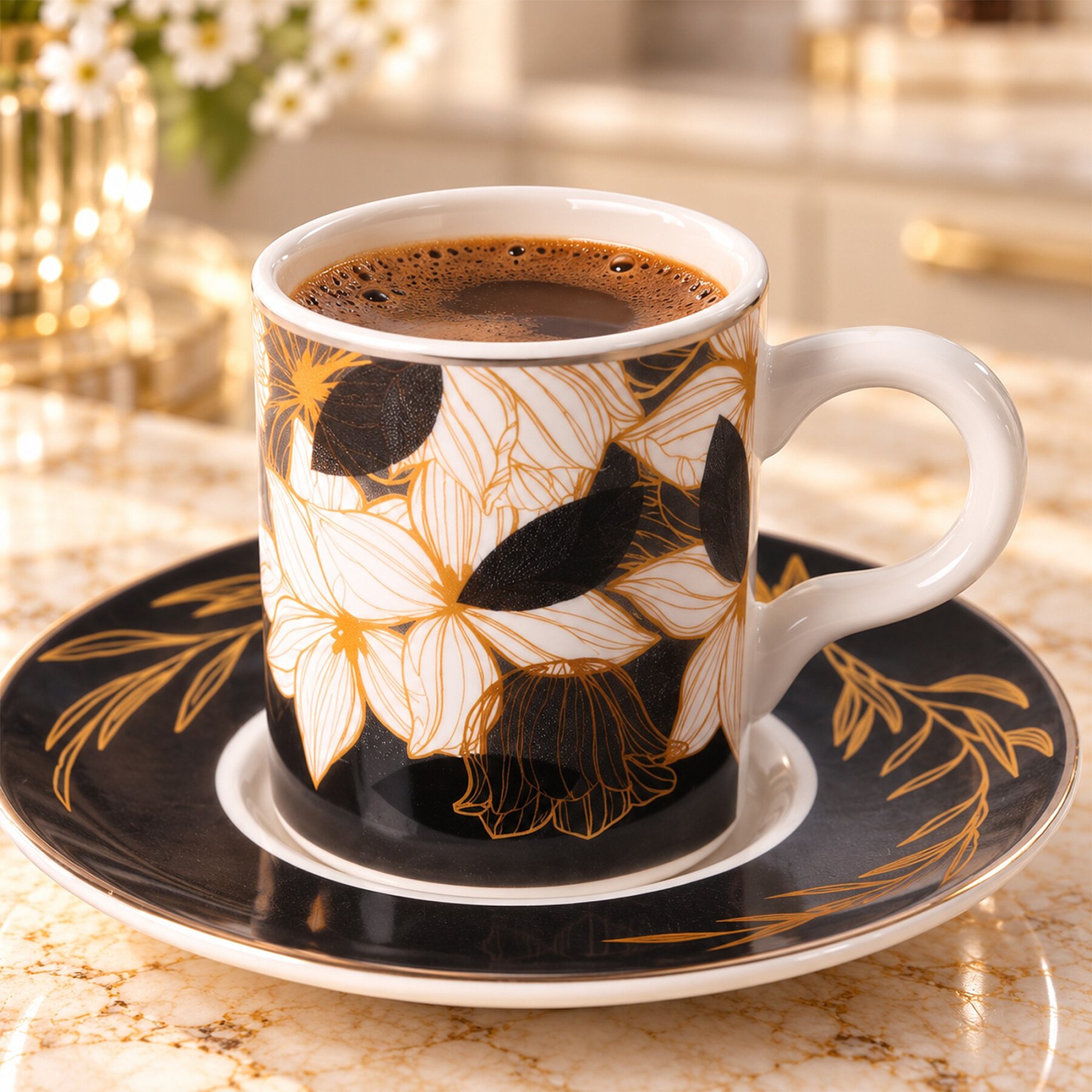 Camelia 12 Parça 6 Kişilik Kahve Takımı 6708 Gri - 5