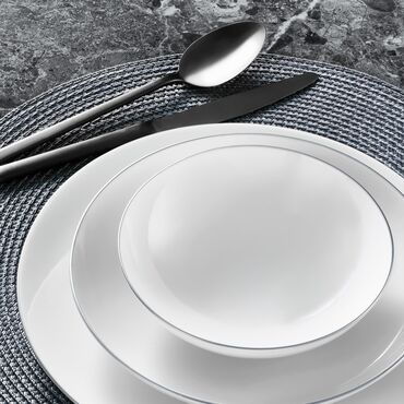GÜRAL PORSELEN - CAMELIA 18 PARÇA 6 KİŞİLİK BONE YEMEK TAKIMI - PIRLANTA