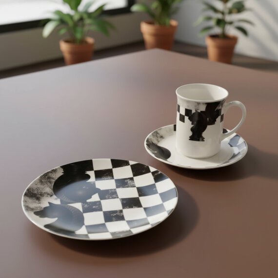 Camelia 3 Parça Çay Takımı Satranç At - 2