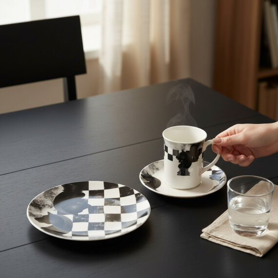 Camelia 3 Parça Çay Takımı Satranç At - 1