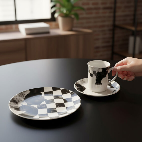 Camelia 3 Parça Çay Takımı Satranç At - 4