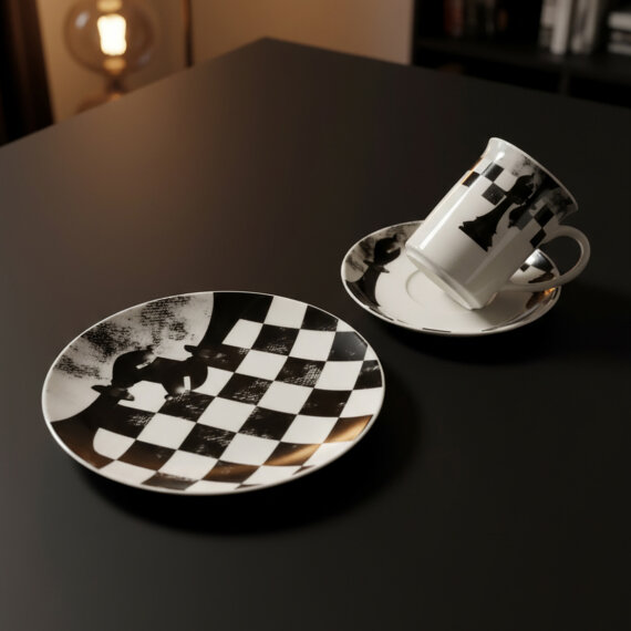 Camelia 3 Parça Çay Takımı Satranç Fil - 2