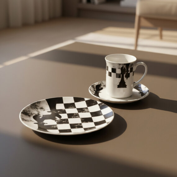 Camelia 3 Parça Çay Takımı Satranç Fil - 1