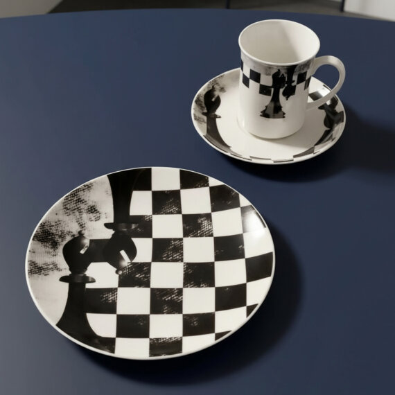 Camelia 3 Parça Çay Takımı Satranç Fil - 4