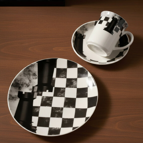 Camelia 3 Parça Çay Takımı Satranç Kale - 2