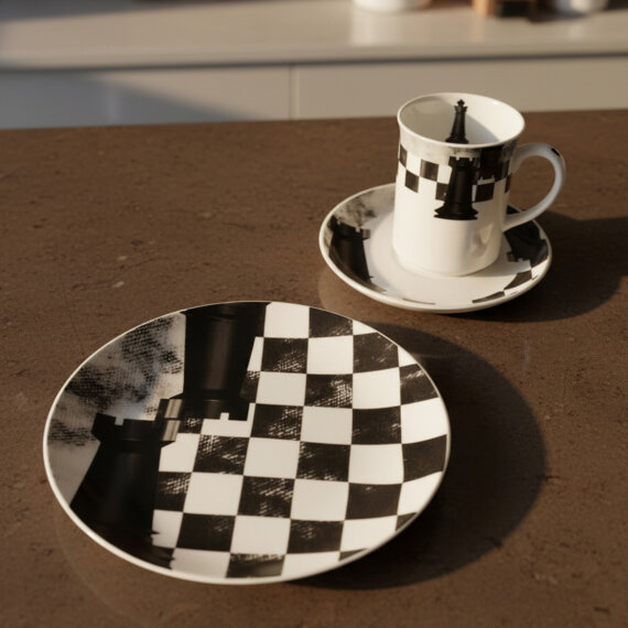 Camelia 3 Parça Çay Takımı Satranç Kale - 3