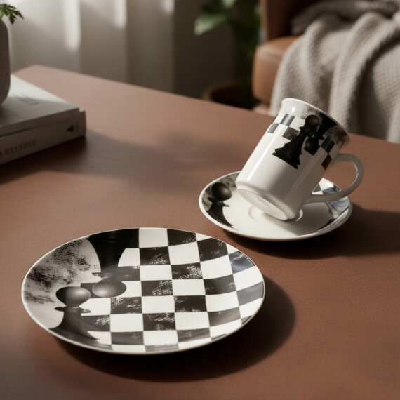 Camelia 3 Parça Çay Takımı Satranç Piyon - 3