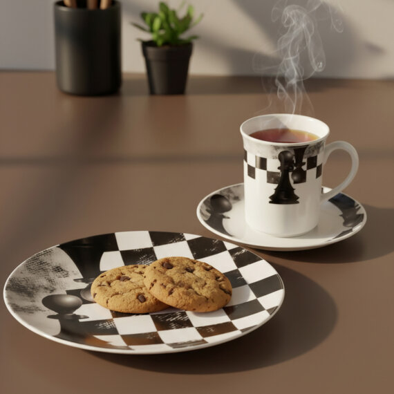 Camelia 3 Parça Çay Takımı Satranç Piyon - 1