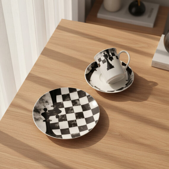 Camelia 3 Parça Çay Takımı Satranç Şah - 4