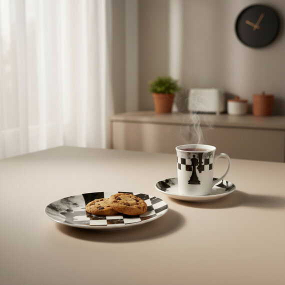 Camelia 3 Parça Çay Takımı Satranç Şah - 1