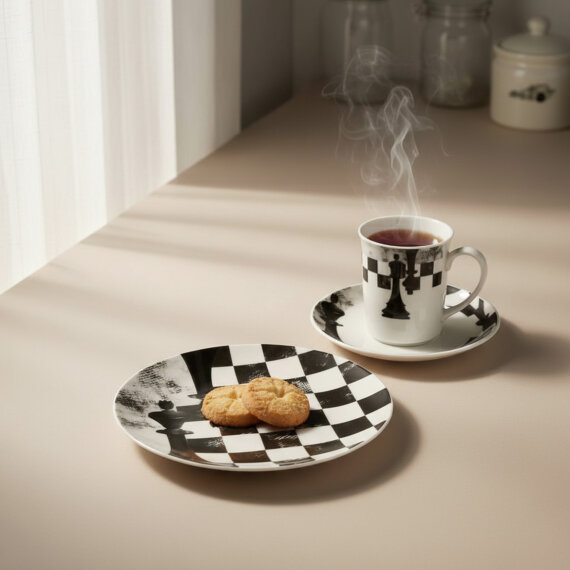 Camelia 3 Parça Çay Takımı Satranç Şah - 2