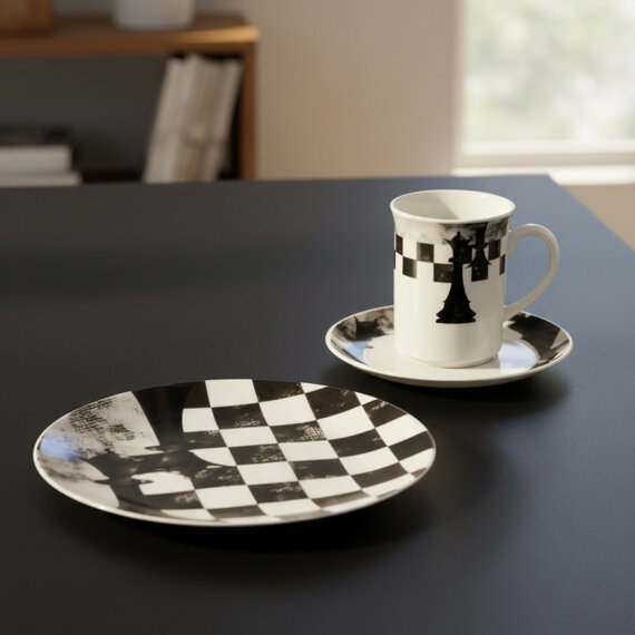 Camelia 3 Parça Çay Takımı Satranç Vezir - 1