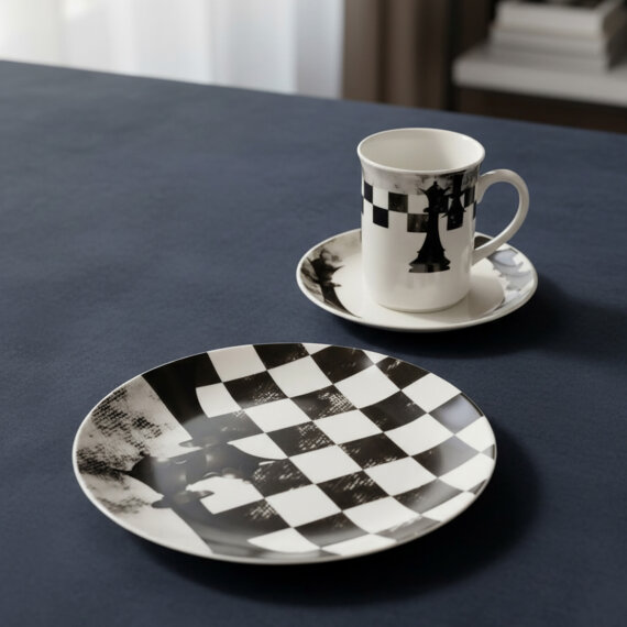 Camelia 3 Parça Çay Takımı Satranç Vezir - 2