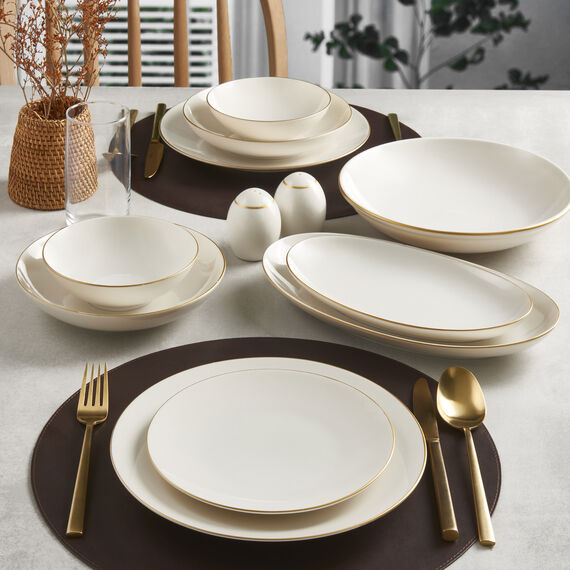 Camelia 30 Parça 6 Kişilik Bone Yemek Takımı - Gold - 1