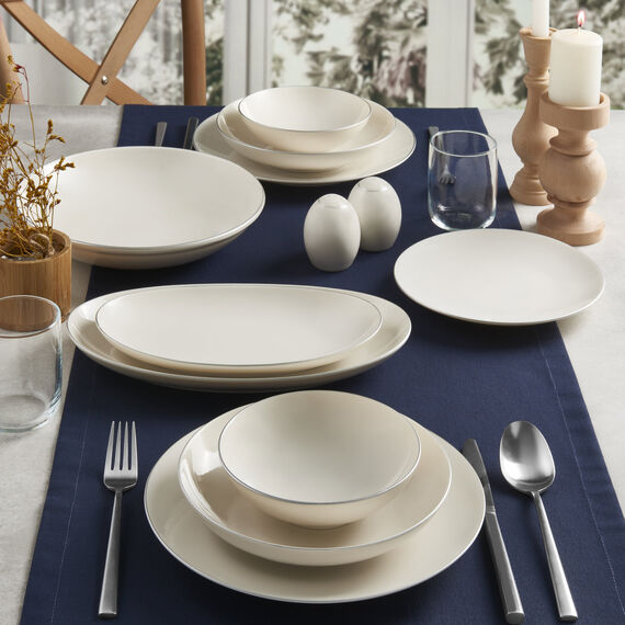 Camelia 30 Parça 6 Kişilik Bone Yemek Takımı - Pırlanta - 1