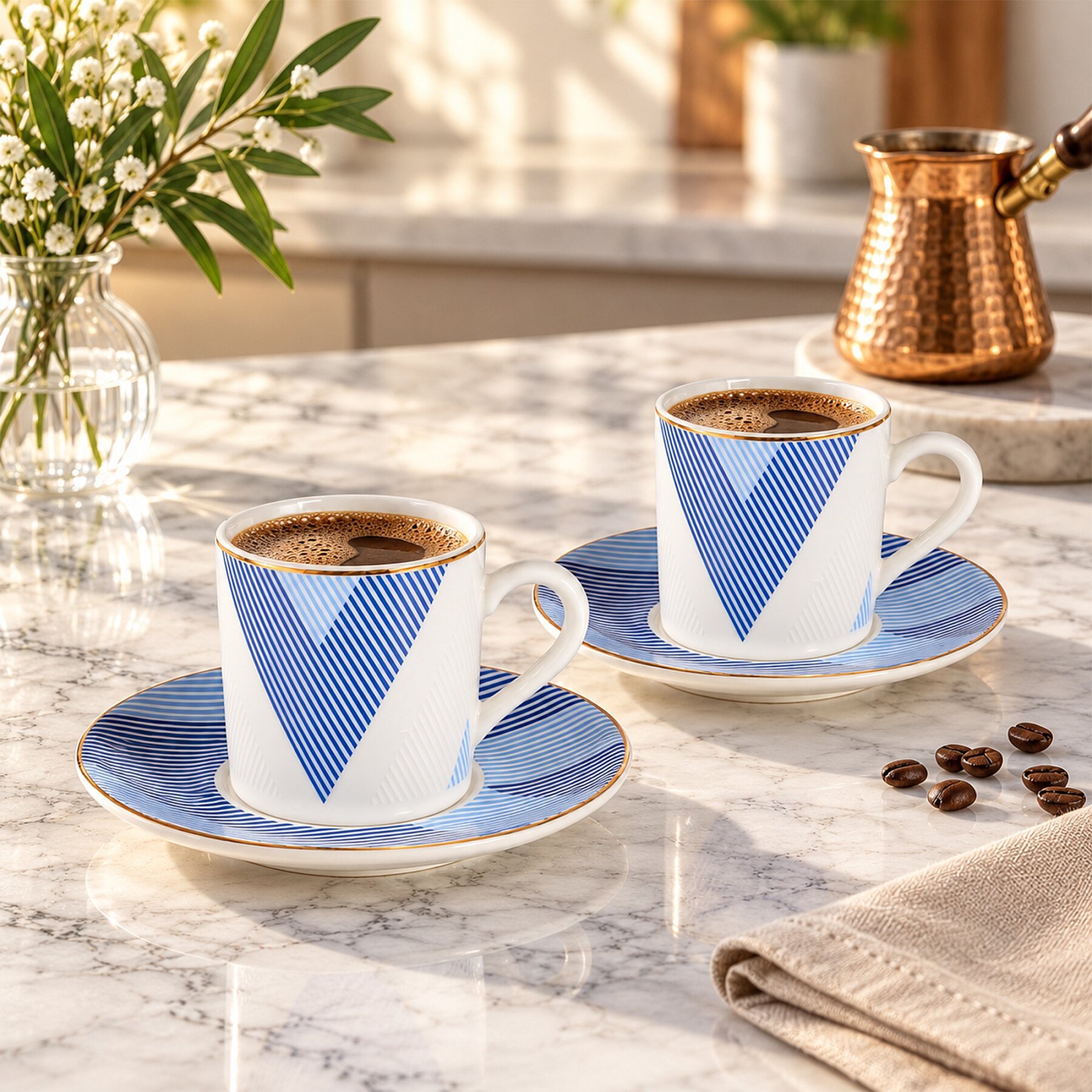 Camelia 4 Parça 2 Kişilik Kahve Fincan Takımı 62452 Lacivert - 2
