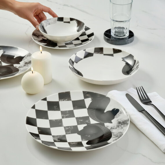 Camelia 4 Parça Sıngle Yemek Takımı Satranç At - 2