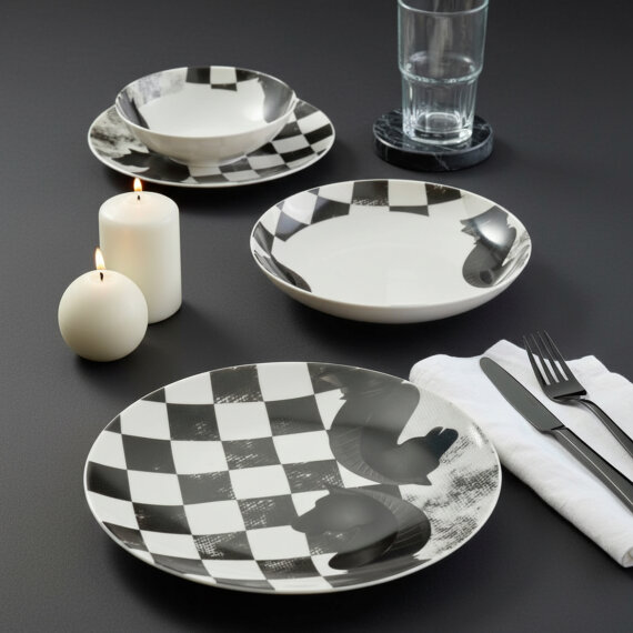 Camelia 4 Parça Sıngle Yemek Takımı Satranç At - 3