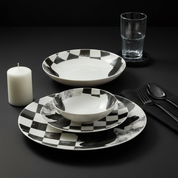 Camelia 4 Parça Sıngle Yemek Takımı Satranç At - 4