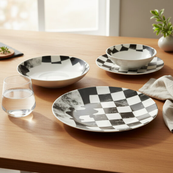 Camelia 4 Parça Sıngle Yemek Takımı Satranç Şah - 1