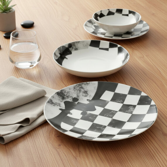 Camelia 4 Parça Sıngle Yemek Takımı Satranç Şah - 3