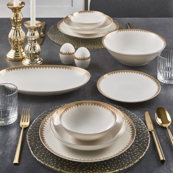 CAMELİA 54 PARÇA 12 KİŞİLİK YEMEK TAKIMI GOLD 6419 - 1