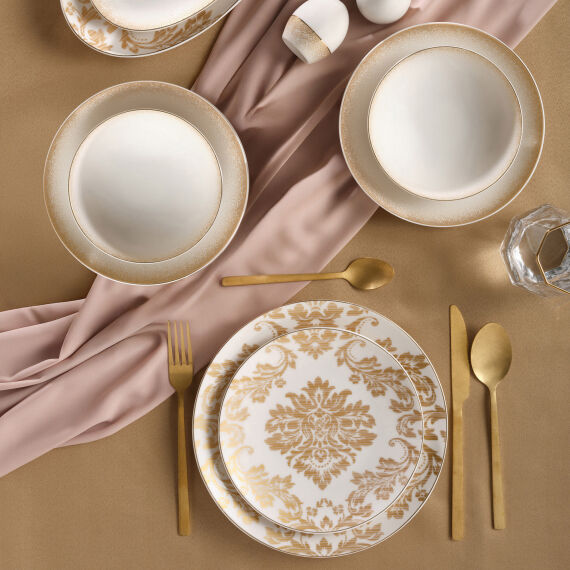 Camelia 54 Parça 12 Kişilik Yemek Takımı Gold 6585 - 3