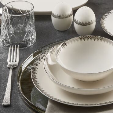 CAMELİA 54 PARÇA 12 KİŞİLİK YEMEK TAKIMI GÜMÜŞ 64191 - GÜRAL PORSELEN