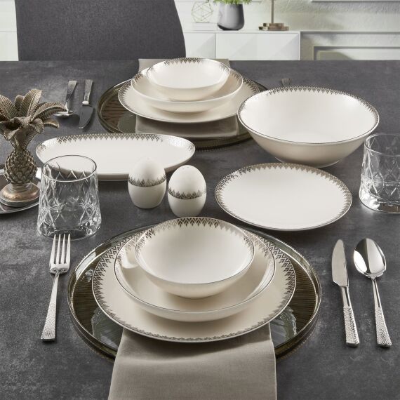 CAMELİA 54 PARÇA 12 KİŞİLİK YEMEK TAKIMI GÜMÜŞ 64191 - 4