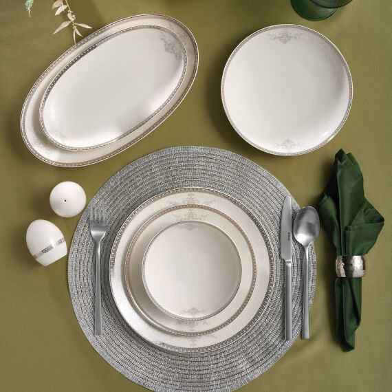 Camelia 54 Parça 12 Kişilik Yemek Takımı Gümüş 65781 - 4