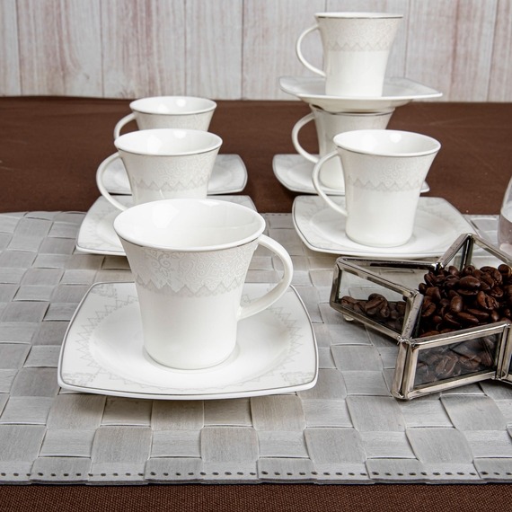 Caroline 12 Parça 6 Kişilik Bone Türk Kahvesi Takımı - 5470 - 1